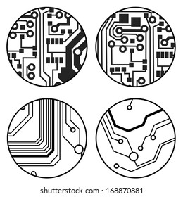 set of vector black circuit circle balls
