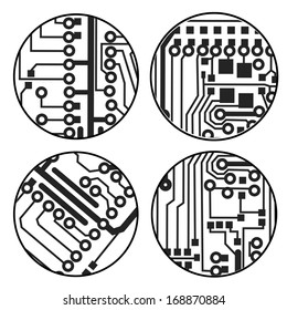 set of vector black circuit circle balls