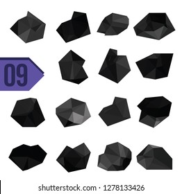 Set of vector black coals 2