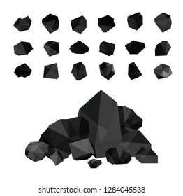 Set of vector black coals