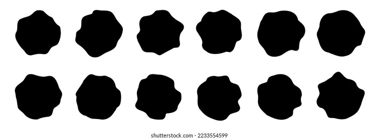 Set of vector black doodle circles. Hand spots. Graphic round shapes. Doodle round stickers, place for text, frame templates.