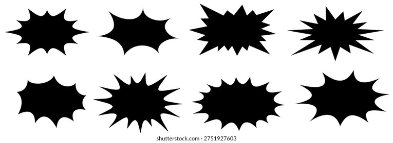 set vector black doodle speech bubbles. Chat design and explosion shapes design