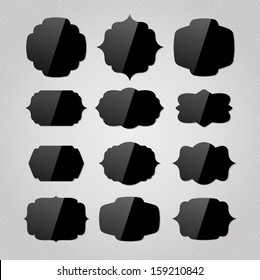 A set of vector black glossy retro labels