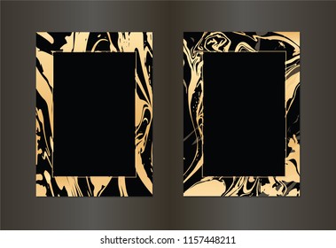 Set of vector black and gold design template for party, invitation, web, banner, birthday, wedding, business card. Abstract golden background.