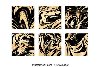 Set of vector black and gold design template for party, invitation, web, banner, birthday, wedding, business card. Abstract golden background.