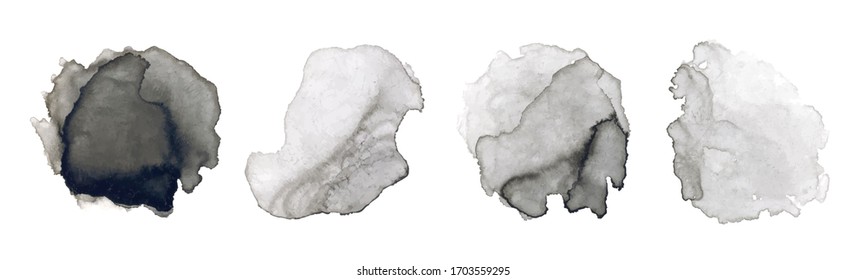 Conjunto de elementos de diseño de manchas de color negro y gris vectorial