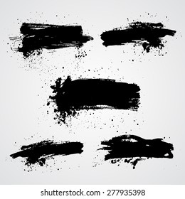 Set of vector black grunge splash banners. Can be used for card, web design background, book cover.EPS10.
