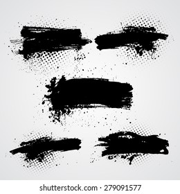 Set of vector black grunge splash banners. Can be used for card, web design background, book cover.EPS10.