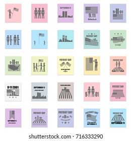 set Vector black icon on color sticker