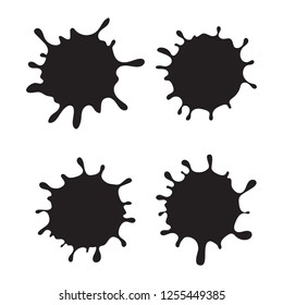 Set of vector black ink splash or drop. Blobs and spatters on white background.