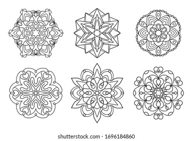 set of vector black mandalas. Mandal design for coloring, graphic design, decor