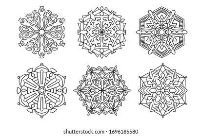 set of vector black mandalas. Mandal design for coloring, graphic design, decor