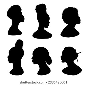 Set of vector black men and women. People Profile Silhouettes. Vector illustration EPS10