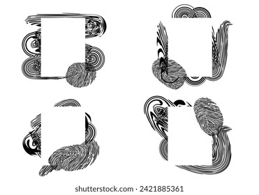 Set of vector black paint, ink brush stroke, brush, line or texture. Dirty artistic design element, box, frame.