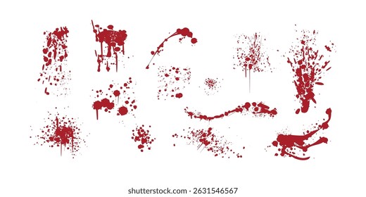 Set of vector black paint splashes and splatters, high resolution ink drops and blot effects for artistic, grunge, or creative abstract backgrounds.