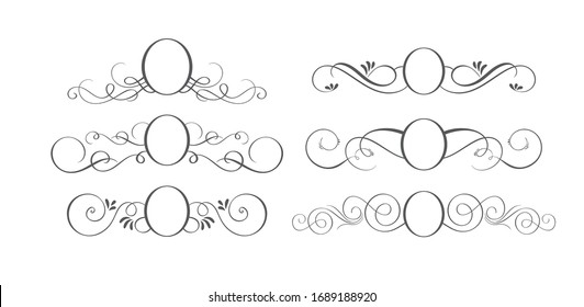 conjunto de marcos vectoriales redondos redondos, elementos de diseño con lugar para texto o monograma o foto, logotipo para boda.