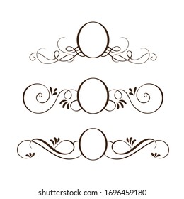 Vektorillustration schwarz runder Vintage-Rahmen, Design-Elemente mit Platz für Text, Monogramm oder Foto, Logo für Hochzeit.
