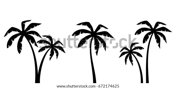 Set Vector Black Silhouettes Palm Trees Stock Vector (Royalty Free ...