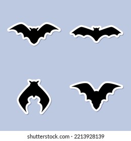 A set of vector black stickers for Halloween.