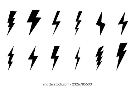 Set Vector  of Black Thunder Lighting Icons.EPS 10.Vector ilustration