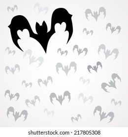 Set of vector black vampire bats for Halloween on light background