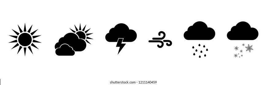 Set of vector black Weather icons. Weathers icons. Weather vector icons. Weather forecast sign symbols. Weathers signs. Eps10