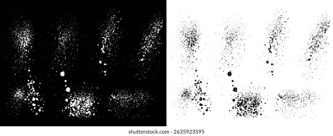 Conjunto de Vector de pintura de sangre en blanco y negro de tinta de fondo de salpicaduras de diseño