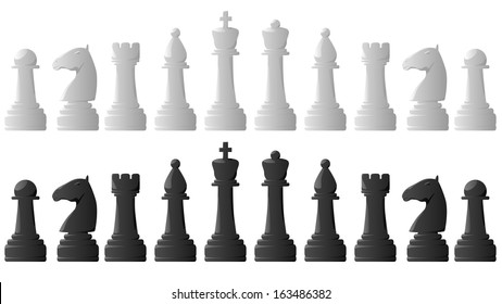 Set Vector Black White Chess Pieces Stock Vector (Royalty Free ...