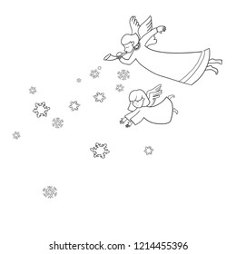 Set of vector black and white drawings on the theme of the celebration of Christmas and New Year