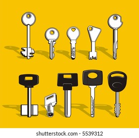 A set of vector, black and white keys.