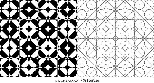 Set of vector black-and-white geometrical backgrounds
