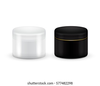 Set of vector Blank Cosmetic Container for Cream, Powder or Gel. Black and white color. Cosmetic container. Mock up