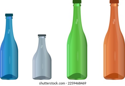 Set of  Vector blank and empty wine bottles. Mockup. Realistic vector, 3d illustration
