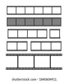 Set of vector blank film strips.Collection of film for the camera. Film frame.