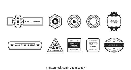 Set of vector blank stamps. Seals and frames with template text collection 