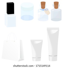 Set vector blank templates of empty and clean white plastic containers. bottles, jar, tube. 3d mock-up of cosmetic package isolated on white.