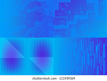 Set of vector blue backgrounds