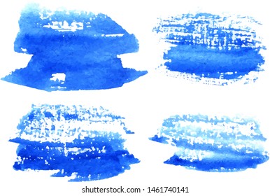 Set of vector blue brush strokes. Dirty ink texture splatters. Grunge rectangle text boxes