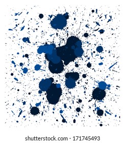 set of vector blue quality handmade brush splatters