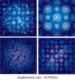 Set of Vector blue seamless Christmas background (from my "Christmas collection")