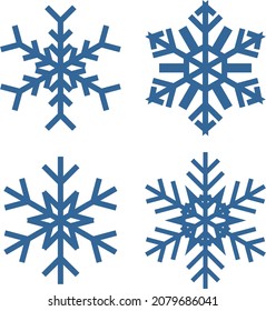 Un conjunto de copos de nieve de seis puntas azul vectorial.