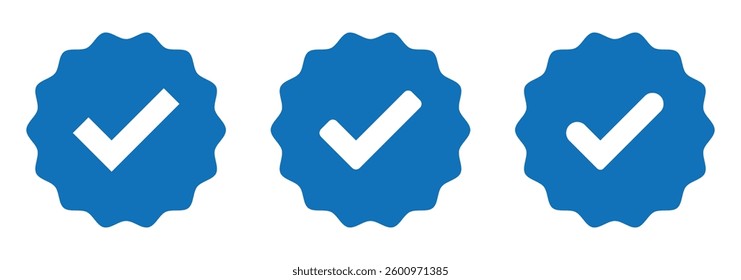 Set Vector Blue Verified Badge Icon