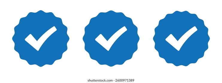 Set Vector Blue Verified Badge Icon