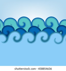 set of vector blue wave