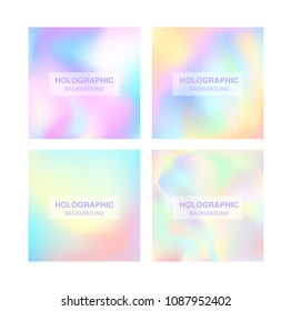 Set of vector blurred foil holographic background. Design template for Cover, Brochure, Poster, Wallpaper, Business Design. 