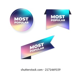 set vector blurred multicolored neon stickers  with lettering most popular on the white background 