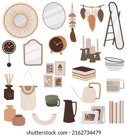 Set Of Vector Boho Interior Objects For Scene Creator