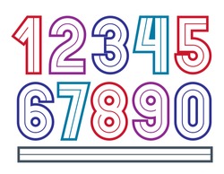 Set Of Vector Bold Numbers Made With White Lines, Best For Use In Corporate Logotype Design.