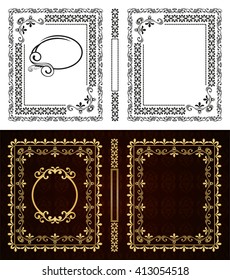 Set of vector book cover. Decorative vintage frame or border to be printed on the covers of books. Aspect ratio standard 1,65. Book format can be 75x90mm. Color can be changed in a few mouse clicks.