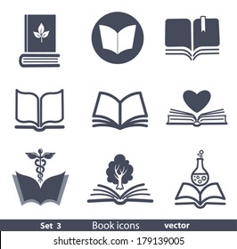 Set of vector book icons. 